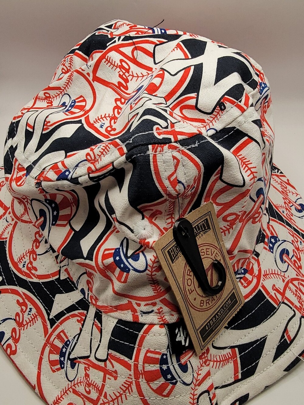 47 Brand Yankees Men's Red, White & Navy Patterned Bucket Hat